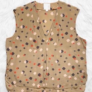 2/$20🌸 Line + Dot Silk Paintbrush Dots Blouse